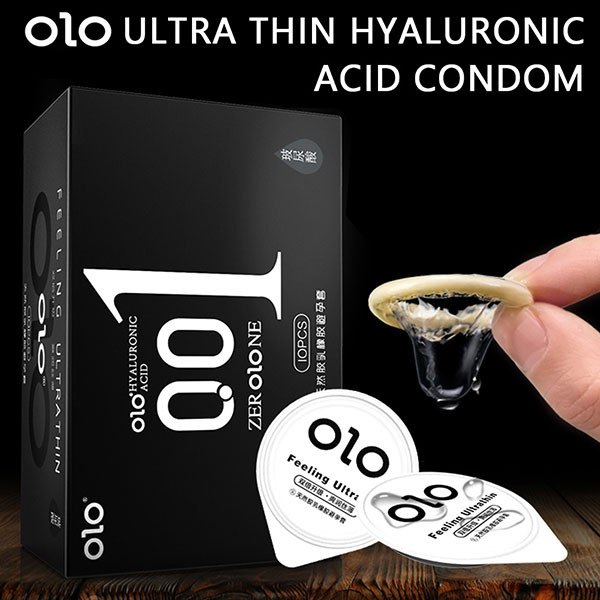Bao cao su OLO 0.01 Đen siêu mỏng nhiều gel, hương vani
