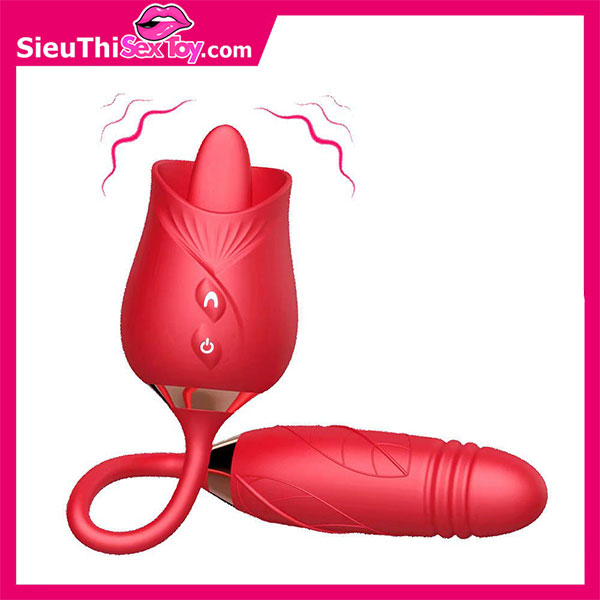 Trứng rung hoa hồng thụt kết hợp lưỡi liếm 2in1 cực chất