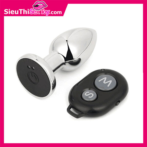 Anal plug cắm hậu môn inox rung 10 chế độ, điều khiển từ xa